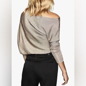 Reiss Isla Metallic Top in Silver - NWOT